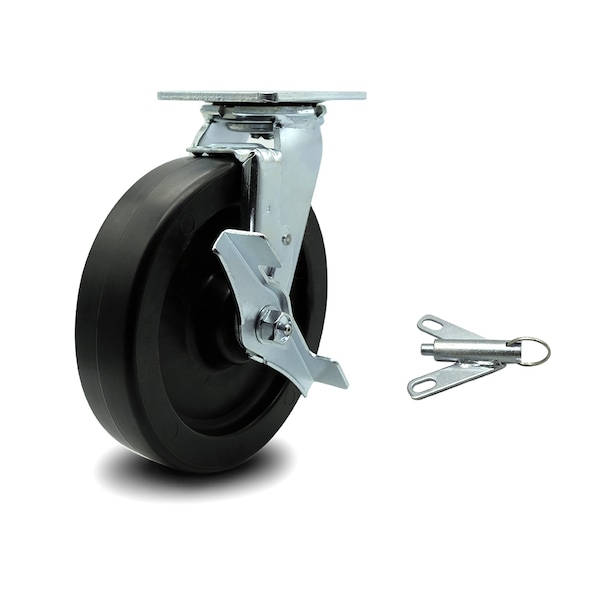 8 Inch Polyolefin Caster with Ball Bearing and Brake/Swivel Lock
